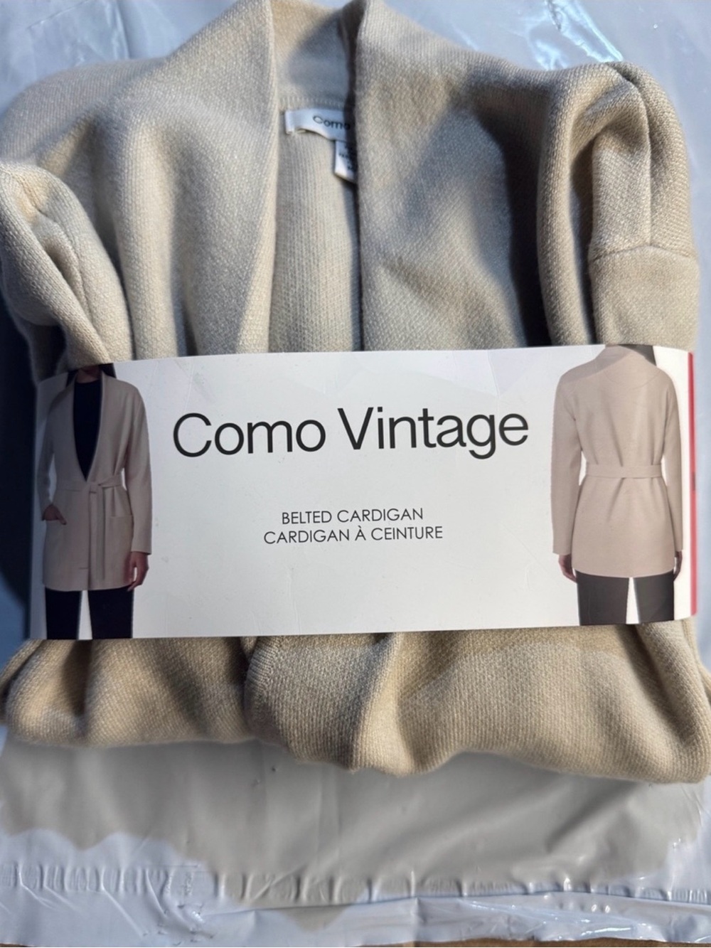 Como Vintage Women's Belted Cardigan - Beige Cream